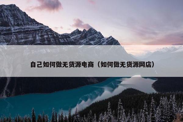 自己如何做无货源电商（如何做无货源网店）