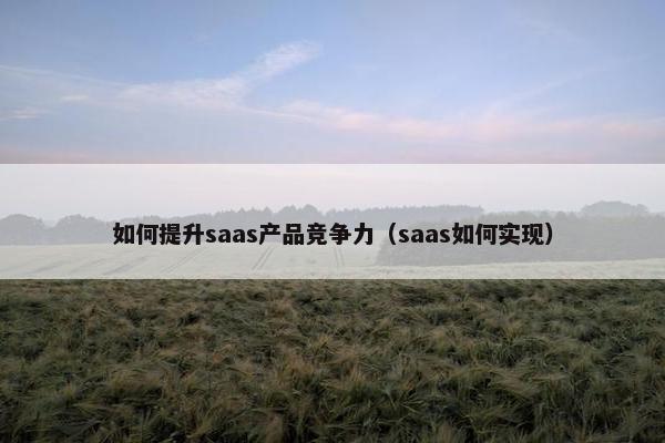 如何提升saas产品竞争力（saas如何实现）