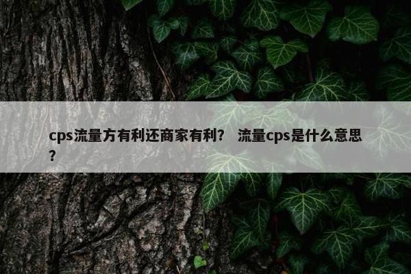 cps流量方有利还商家有利？ 流量cps是什么意思？