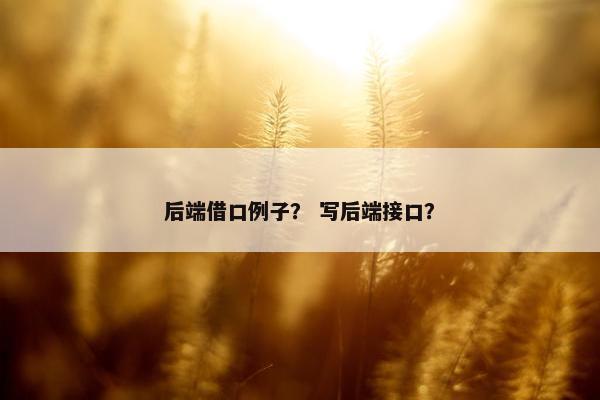 后端借口例子？ 写后端接口？