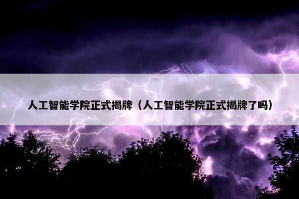 人工智能学院正式揭牌（人工智能学院正式揭牌了吗）