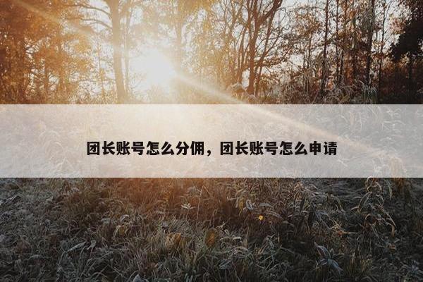 团长账号怎么分佣，团长账号怎么申请