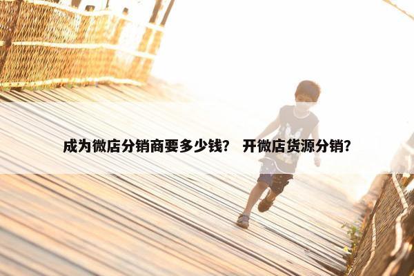 成为微店分销商要多少钱？ 开微店货源分销？