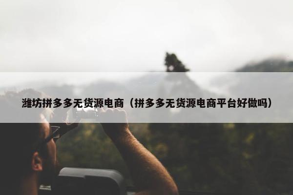 潍坊拼多多无货源电商（拼多多无货源电商平台好做吗）