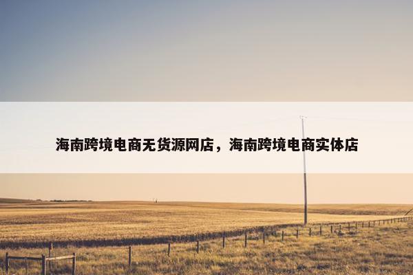海南跨境电商无货源网店，海南跨境电商实体店