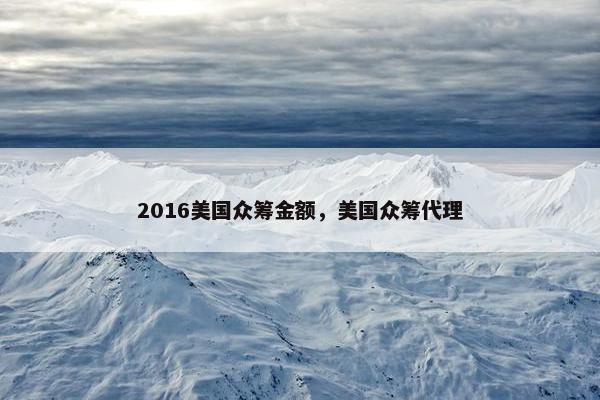 2016美国众筹金额，美国众筹代理