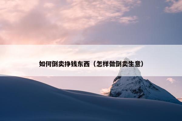 如何倒卖挣钱东西（怎样做倒卖生意）