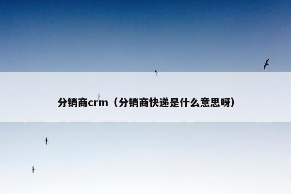 分销商crm（分销商快递是什么意思呀）