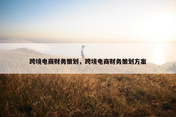跨境电商财务策划，跨境电商财务策划方案