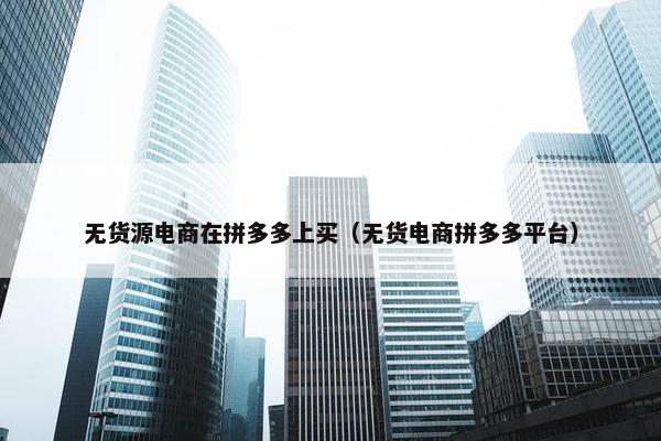 无货源电商在拼多多上买（无货电商拼多多平台）