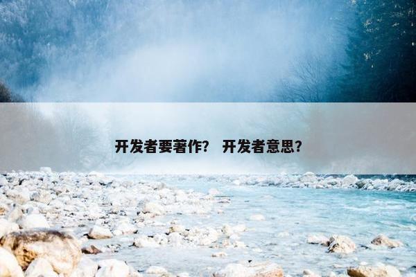 开发者要著作？ 开发者意思？