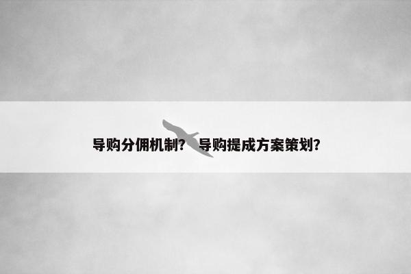 导购分佣机制？ 导购提成方案策划？