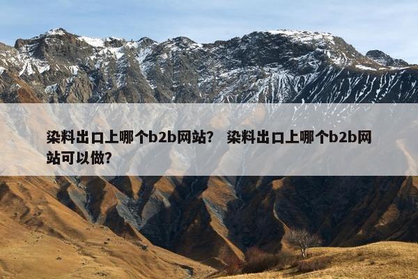 染料出口上哪个b2b网站？ 染料出口上哪个b2b网站可以做？