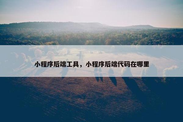 小程序后端工具，小程序后端代码在哪里