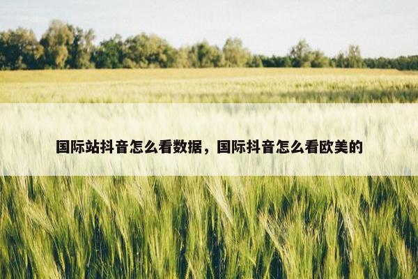 国际站抖音怎么看数据，国际抖音怎么看欧美的