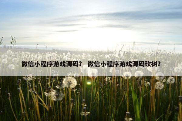 微信小程序游戏源码？ 微信小程序游戏源码砍树？