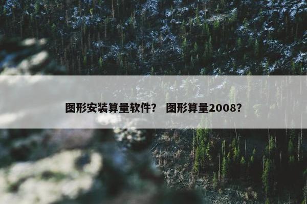 图形安装算量软件？ 图形算量2008？