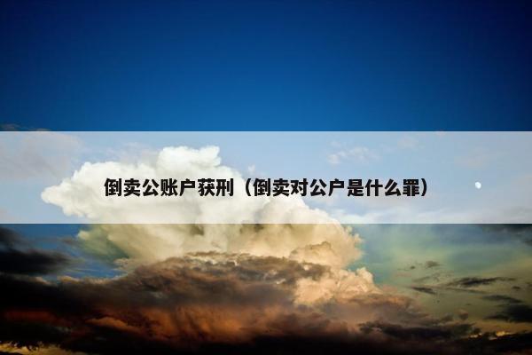 倒卖公账户获刑（倒卖对公户是什么罪）