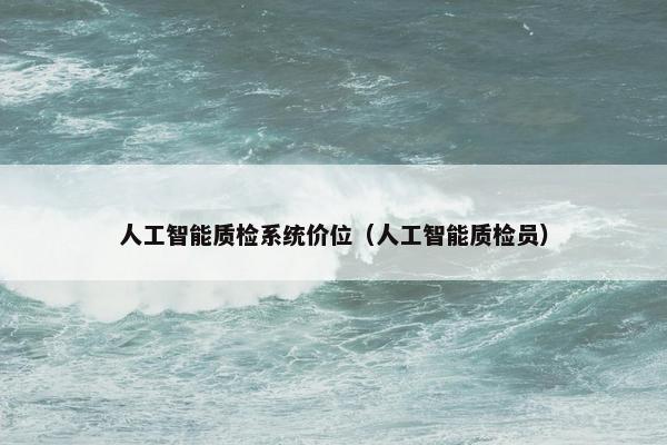 人工智能质检系统价位（人工智能质检员）