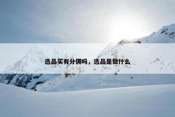 选品买有分佣吗，选品是做什么