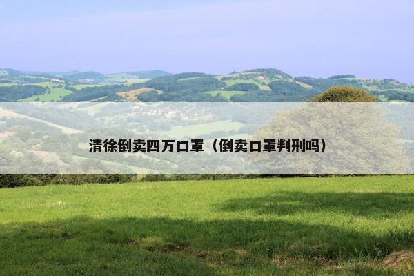清徐倒卖四万口罩（倒卖口罩判刑吗）