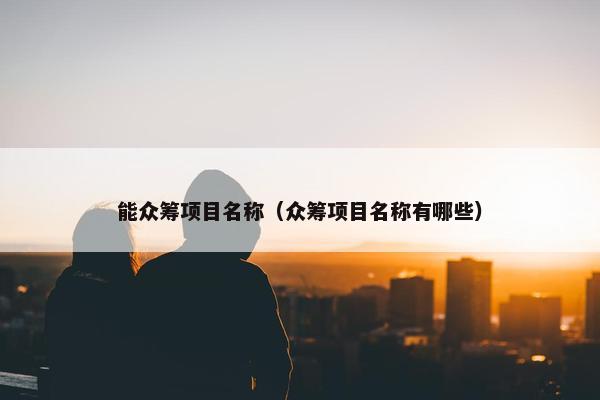 能众筹项目名称（众筹项目名称有哪些）