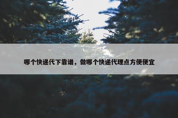 哪个快递代下靠谱，做哪个快递代理点方便便宜