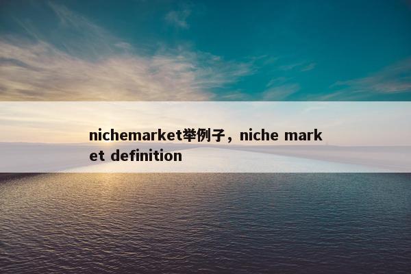 nichemarket举例子，niche market definition