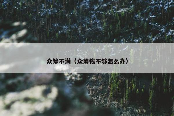 众筹不满（众筹钱不够怎么办）