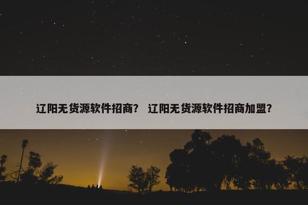 辽阳无货源软件招商？ 辽阳无货源软件招商加盟？