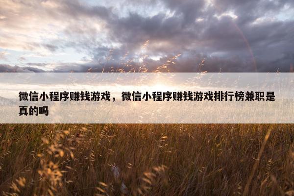 微信小程序赚钱游戏，微信小程序赚钱游戏排行榜兼职是真的吗