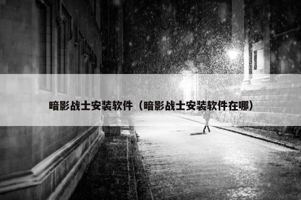 暗影战士安装软件（暗影战士安装软件在哪）