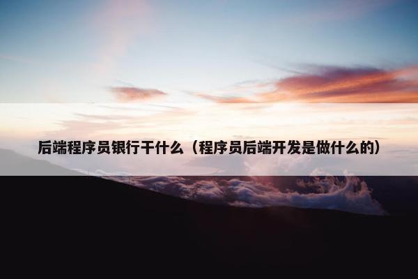 后端程序员银行干什么（程序员后端开发是做什么的）