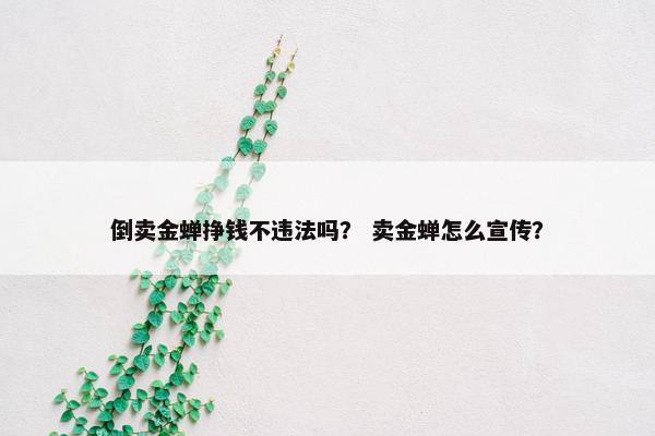倒卖金蝉挣钱不违法吗？ 卖金蝉怎么宣传？