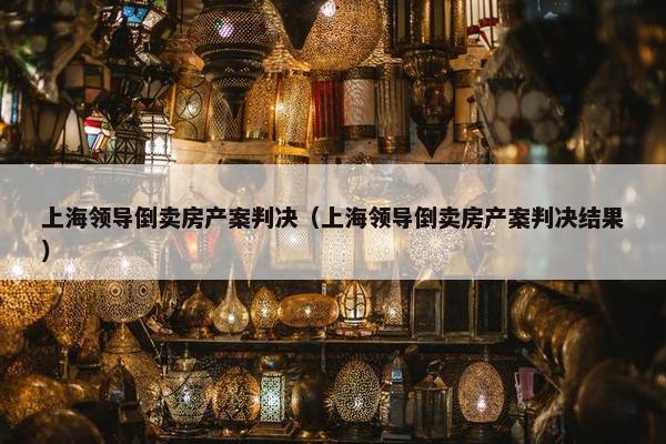 上海领导倒卖房产案判决（上海领导倒卖房产案判决结果）