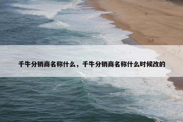 千牛分销商名称什么，千牛分销商名称什么时候改的