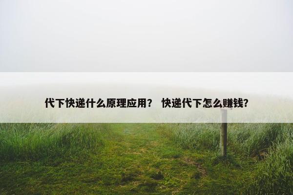 代下快递什么原理应用？ 快递代下怎么赚钱？