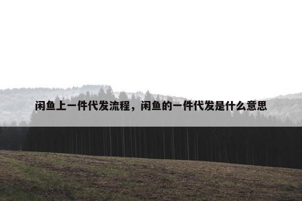 闲鱼上一件代发流程，闲鱼的一件代发是什么意思