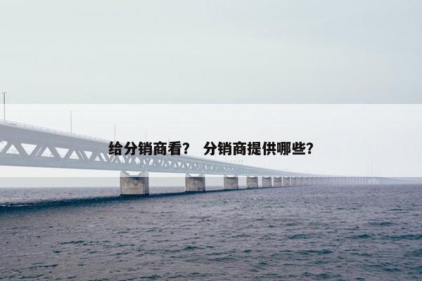 给分销商看？ 分销商提供哪些？