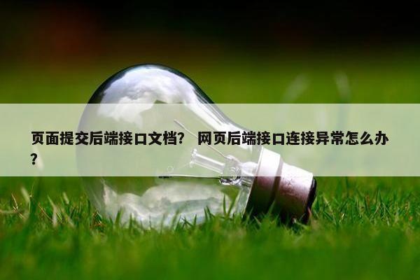页面提交后端接口文档？ 网页后端接口连接异常怎么办？