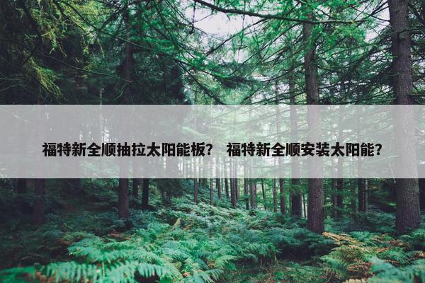 福特新全顺抽拉太阳能板？ 福特新全顺安装太阳能？