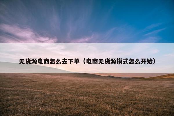 无货源电商怎么去下单（电商无货源模式怎么开始）