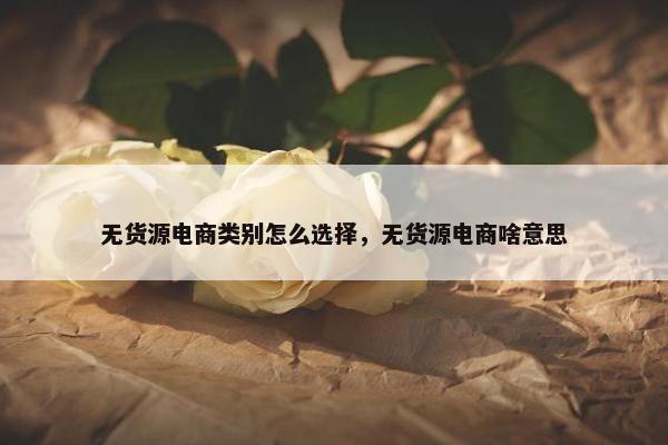 无货源电商类别怎么选择，无货源电商啥意思