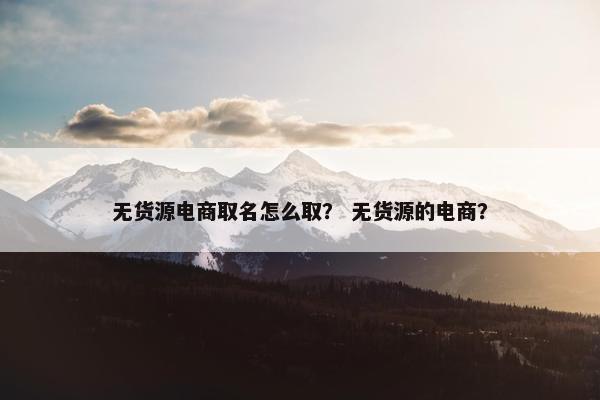 无货源电商取名怎么取？ 无货源的电商？