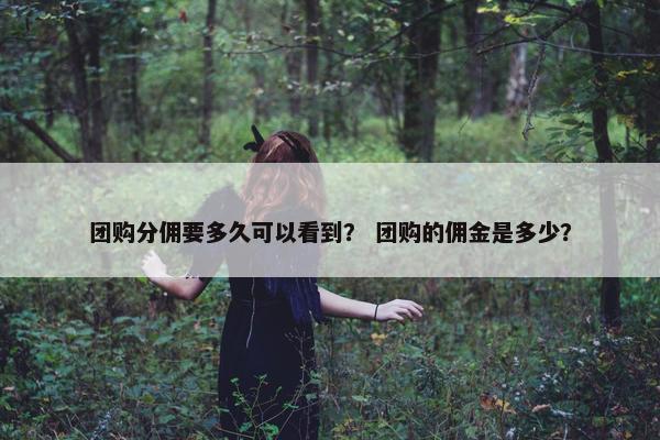 团购分佣要多久可以看到？ 团购的佣金是多少？