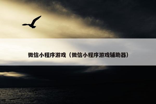 微信小程序游戏（微信小程序游戏辅助器）