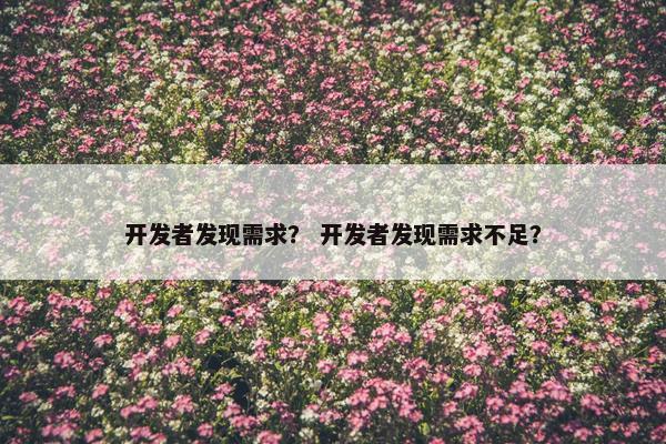 开发者发现需求？ 开发者发现需求不足？