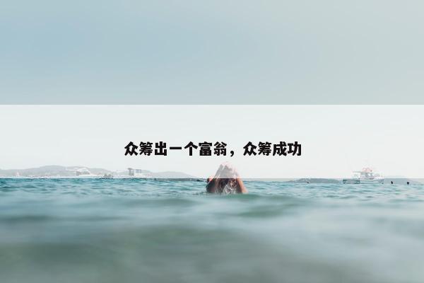 众筹出一个富翁，众筹成功