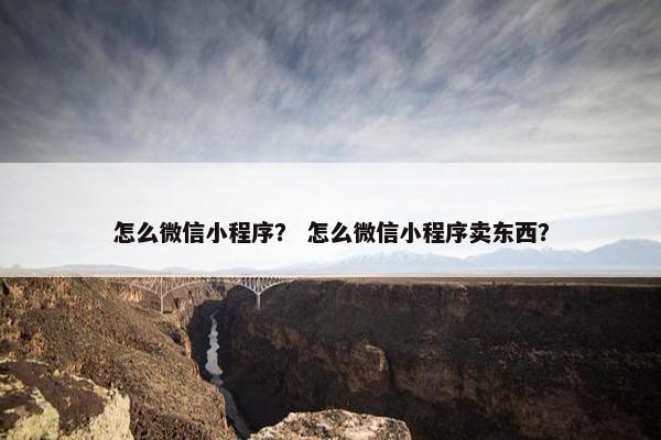 怎么微信小程序？ 怎么微信小程序卖东西？