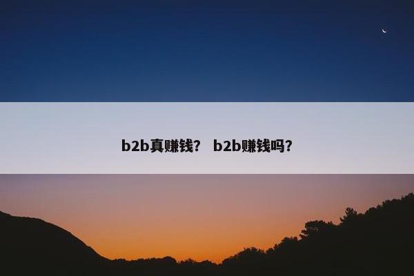 b2b真赚钱？ b2b赚钱吗？